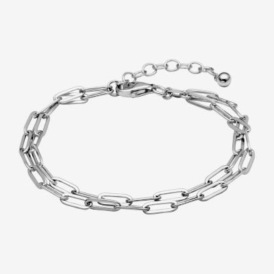 Sterling Silver 6 3/4 Inch Solid Paperclip Link Bracelet