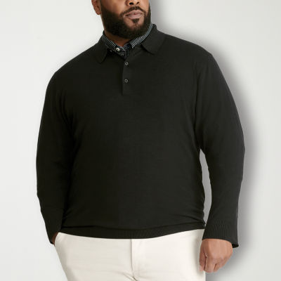 Big men's long shop sleeve polo shirts