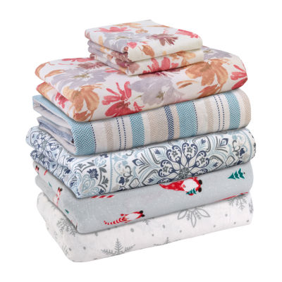 Avanti Wildflowers Cotton Flannel Deep Pocket Sheet Set