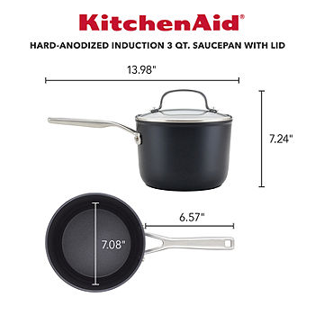 KitchenAid Hard Anodized Induction Nonstick Saucepan with Lid, 2 Quart,  Matte Black