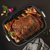 Granitestone 18.8'' Ultra Nonstick Aluminum Oval Roasting Pan with Lid,  Color: Black - JCPenney