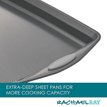 Rachael Ray 3pc Nonstick Cookie Sheet Set With Blue Grips : Target