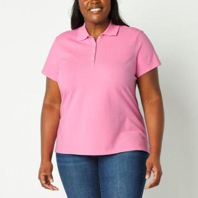 Plus size 2024 pink polo shirt