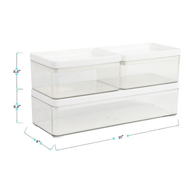 Martha Stewart 3 Pack Clear Bins With White PET Lids