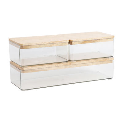 Martha Stewart 3 Pack Clear Bins With White MDF Lids