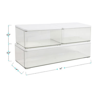 Martha Stewart 3 Pack Clear Bins With White MDF Lids