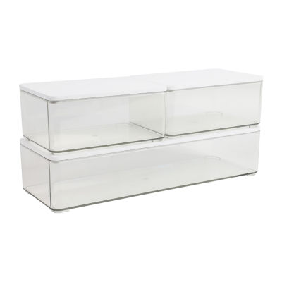 Martha Stewart 3 Pack Clear Bins With White MDF Lids