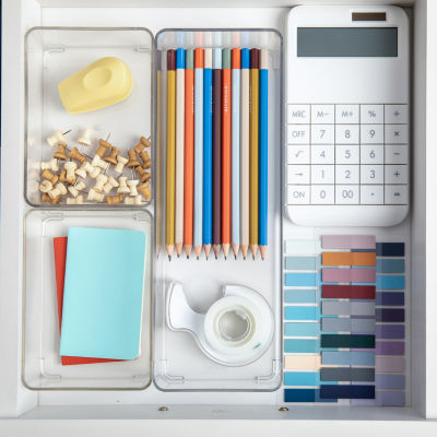 Martha Stewart 3 Pack Clear Bins With White MDF Lids