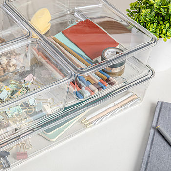 Martha Stewart Premium Plastic Storage Bins with Lids - Clear
