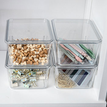 Martha Stewart Premium Plastic Storage Bins with Lids - Clear
