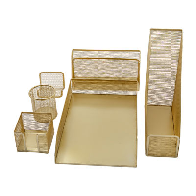 Martha Stewart 6 Piece Gold Desk Organizer Set