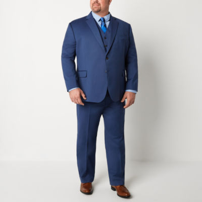 Stafford Signature Coolmax Men's Blue Birdseye Big and Tall Stretch Classic Fit Suit Separates