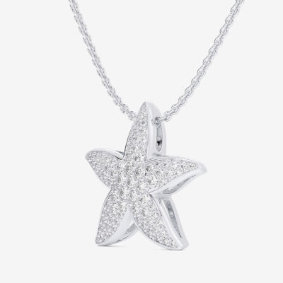 Starfish (G-H / Si1-Si2) Womens 1/2 CT. T.W. Lab Grown White Diamond 10K White Gold Star Pendant Necklace