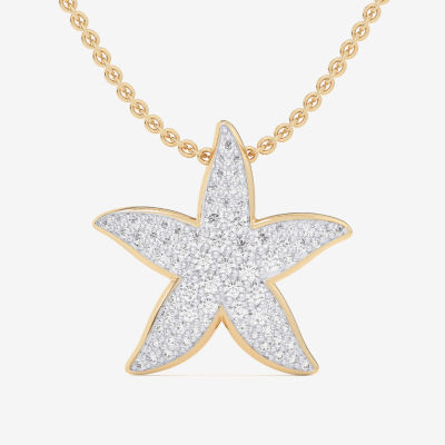 Starfish (G-H / Si1-Si2) Womens 1/2 CT. T.W. Lab Grown White Diamond 10K White Gold Star Pendant Necklace