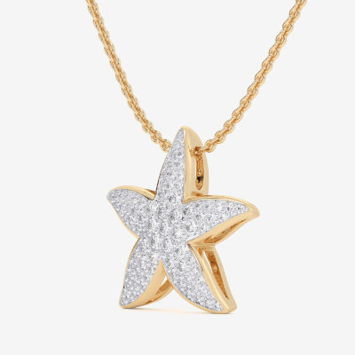 Starfish (G-H / Si1-Si2) Womens 1/2 CT. T.W. Lab Grown White Diamond 10K White Gold Star Pendant Necklace