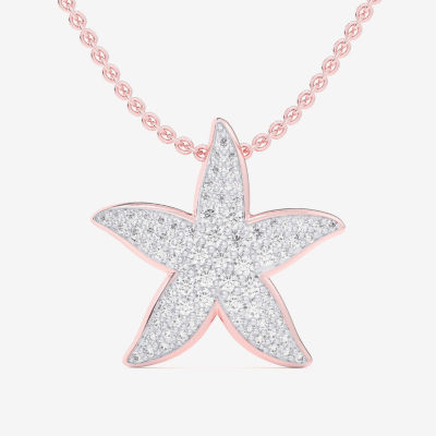 Starfish (G-H / Si1-Si2) Womens 1/2 CT. T.W. Lab Grown White Diamond 10K Rose Gold Star Pendant Necklace