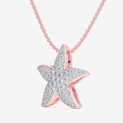 Starfish (G-H / Si1-Si2) Womens 1/2 CT. T.W. Lab Grown White Diamond 10K Rose Gold Star Pendant Necklace