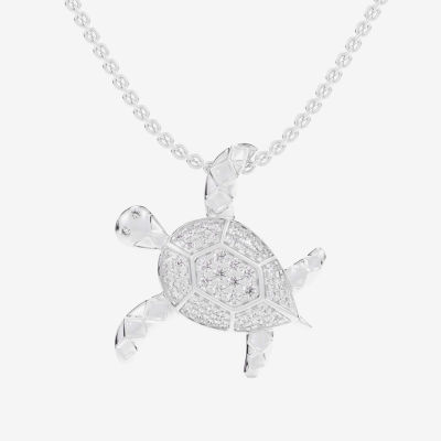 Turtle (G-H / Si1-Si2) Womens 1/3 CT. T.W. Lab Grown White Diamond 10K White Gold Pendant Necklace