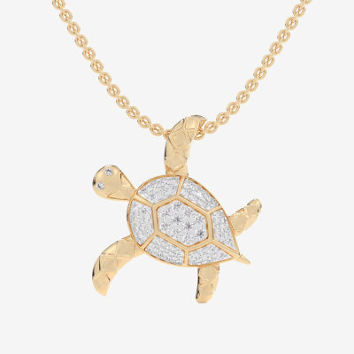 Turtle (G-H / Si1-Si2) Womens 1/3 CT. T.W. Lab Grown White Diamond 10K Gold Pendant Necklace