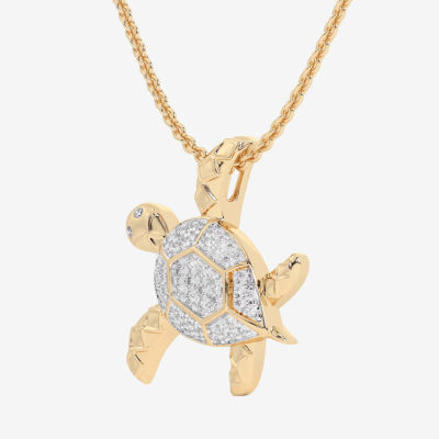 Turtle (G-H / Si1-Si2) Womens 1/3 CT. T.W. Lab Grown White Diamond 10K Gold Pendant Necklace