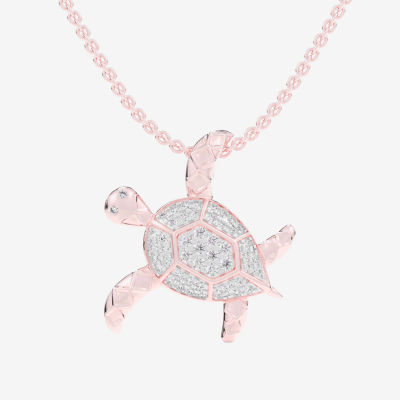 Turtle (G-H / Si1-Si2) Womens 1/3 CT. T.W. Lab Grown White Diamond 10K Rose Gold Pendant Necklace