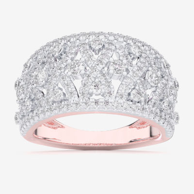 (G-H / Si1-Si2) Womens 1 CT. T.W. Lab Grown White Diamond 10K Rose Gold Band