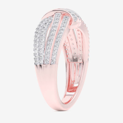 (G-H / Si1-Si2) Womens 3/8 CT. T.W. Lab Grown White Diamond 10K Rose Gold Bypass  Cocktail Ring