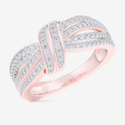 (G-H / Si1-Si2) Womens 3/8 CT. T.W. Lab Grown White Diamond 10K Rose Gold Bypass  Cocktail Ring