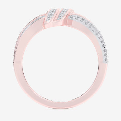 (G-H / Si1-Si2) Womens 3/8 CT. T.W. Lab Grown White Diamond 10K Rose Gold Bypass  Cocktail Ring