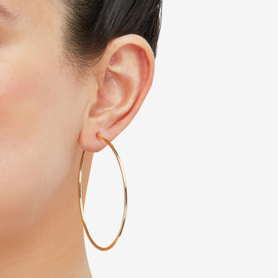 14K Gold 50mm Round Hoop Earrings