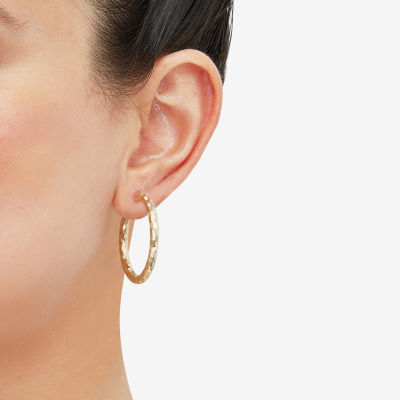 14K Gold 30mm Round Hoop Earrings