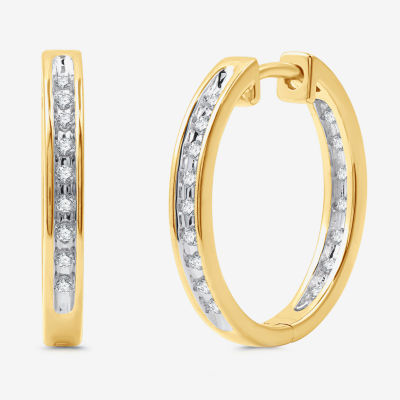 1/4 CT. T.W. Lab Grown White Diamond 14K Gold Over Silver Sterling Silver 20.2mm Hoop Earrings