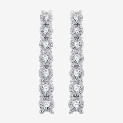 Womens 1/4 CT. T.W. Lab Grown White Diamond Sterling Silver Drop Earrings