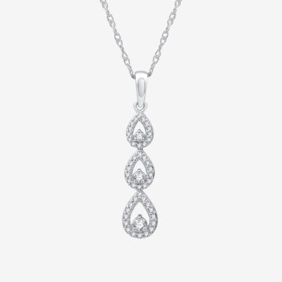 Womens 1/4 CT. T.W. Lab Grown White Diamond Sterling Silver Pear Pendant Necklace