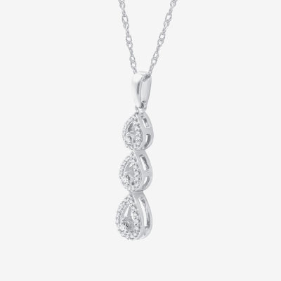 Womens 1/4 CT. T.W. Lab Grown White Diamond Sterling Silver Pear Pendant Necklace