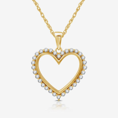 Womens / CT. T.W. Lab Grown White Diamond 14K Gold Over Silver Sterling Silver Heart Pendant Necklace