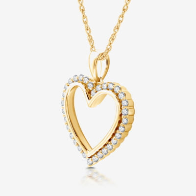 Womens / CT. T.W. Lab Grown White Diamond 14K Gold Over Silver Sterling Silver Heart Pendant Necklace