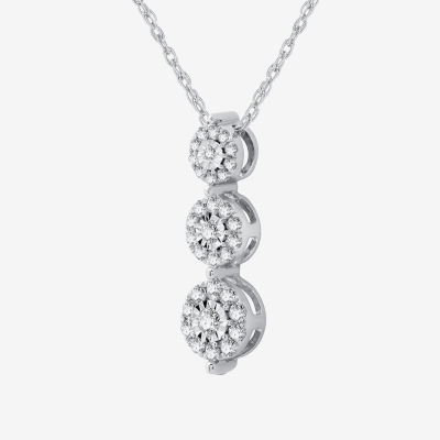 Womens 1/ CT. T.W. Lab Grown White Diamond Sterling Silver Round Pendant Necklace