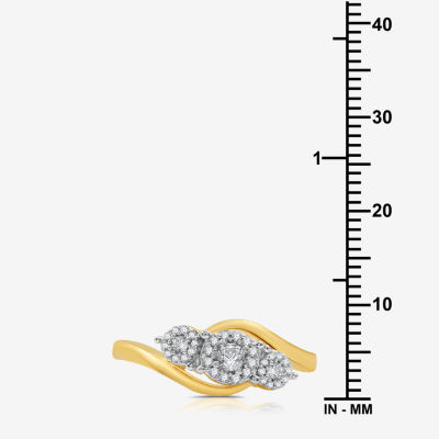 Womens 1/4 CT. T.W. Lab Grown White Diamond 14K Gold Over Silver Sterling Silver 3-Stone Cocktail Ring