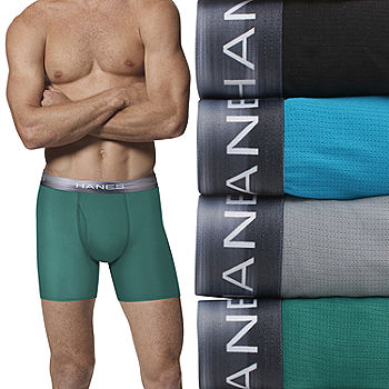 Hanes Sport Total Support Pouch Men's Long Leg Boxer Brief Underwear, X-Temp,  4-Pack