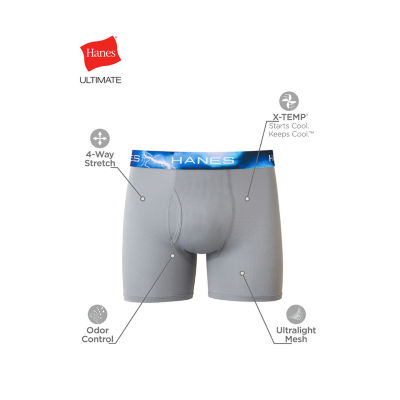 Hanes Ultimate Sport X-TEMP Performance Boxer Briefs - Black/Gray