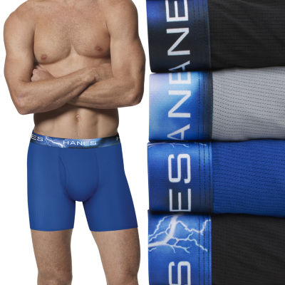 Hanes Boxer Brief 4-Pack Sport Men X-Temp Total Support Pouch Comfort Flex  Waist