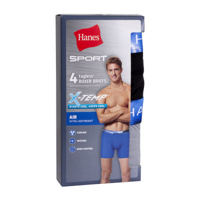 Hanes Sport X-Temp Air Mesh Mens 4 Pack Long Leg Boxer Briefs