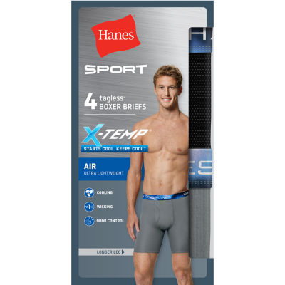 Hanes Sport X-Temp Air Mesh Mens 4 Pack Long Leg Boxer Briefs