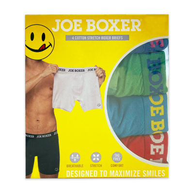 Joe Boxer Cotton Spandex Mens 4 Pack Briefs