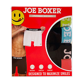 JOE BOXER Mens Boxer Briefs 4-Pack - Cotton Stretch Boxer Briefs