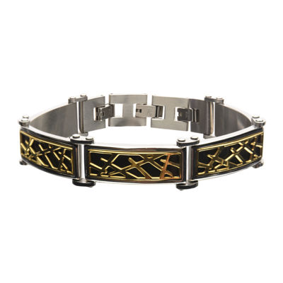 Mens Tri-Tone Stainless Steel Crown of Thorns Bracelet