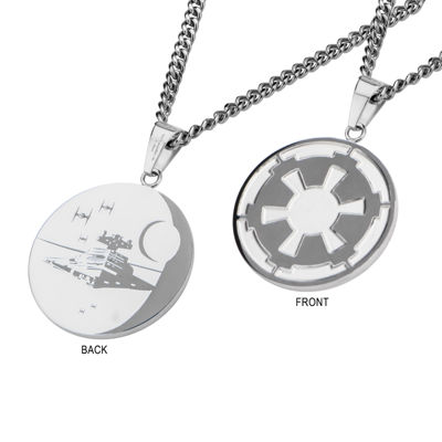 Star Wars® Death Star Symbol Mens Stainless Steel Pendant Necklace