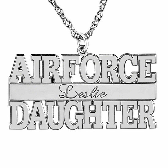 Personalized "Airforce Daughter" Name Engraved Pendant Necklace