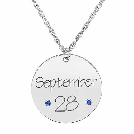 Personalized Birthstone Date Pendant Necklace, One Size, White